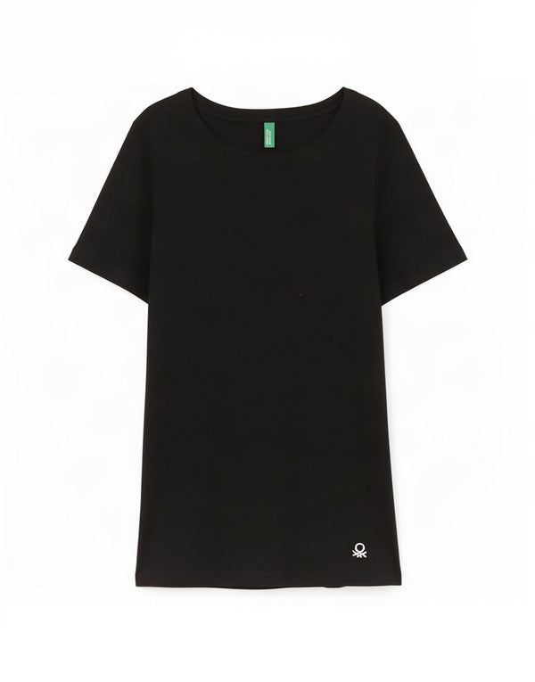 Camiseta feminina Benetton UK 8 pequena algodão preto