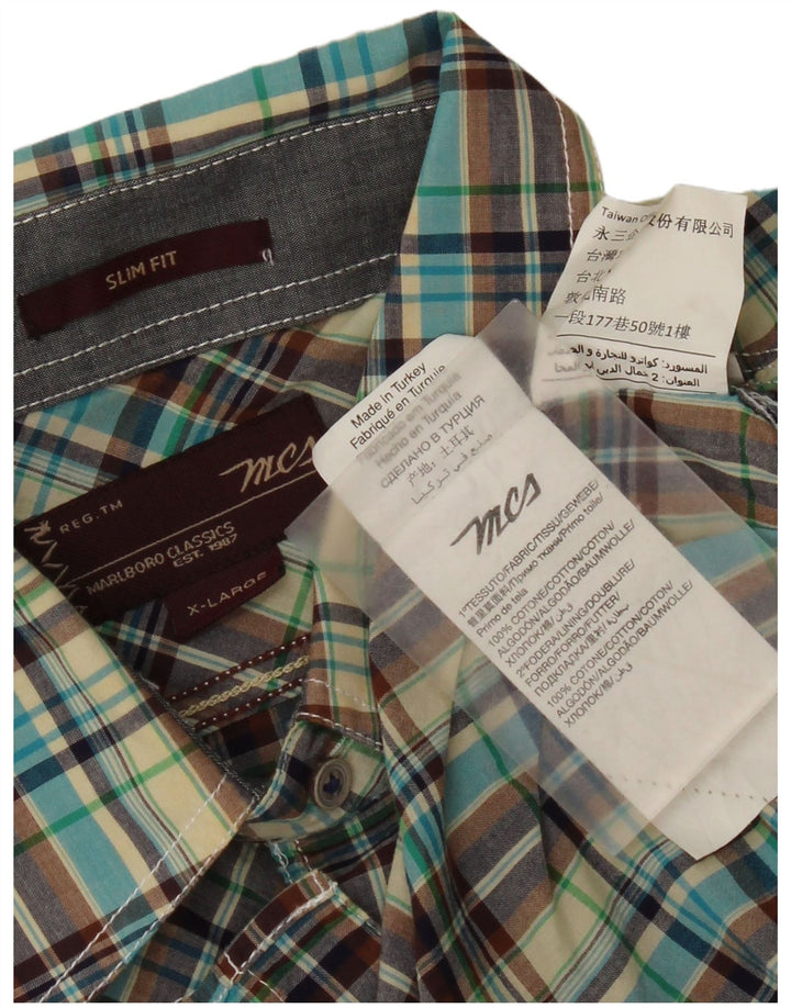 Marlboro Classics Mens Slim Fit Short Sleeve Shirt XL Multicoloured Check