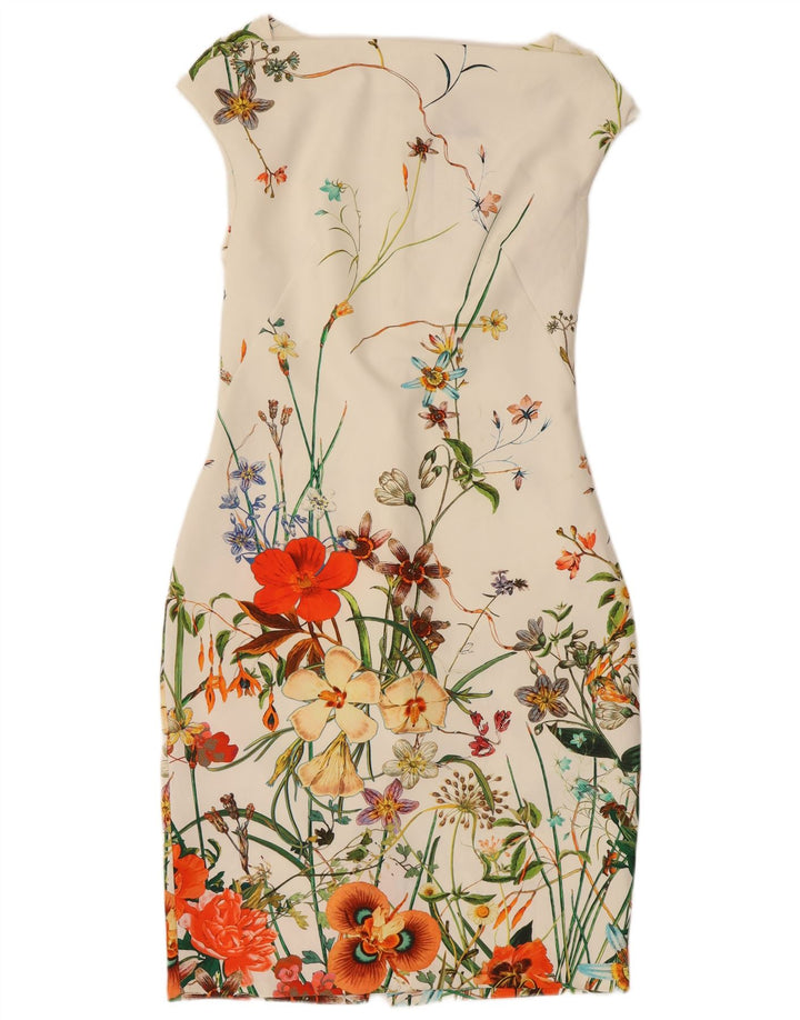 ZARA Womens Bodycon Dress UK 12 Medium White Floral Polyester