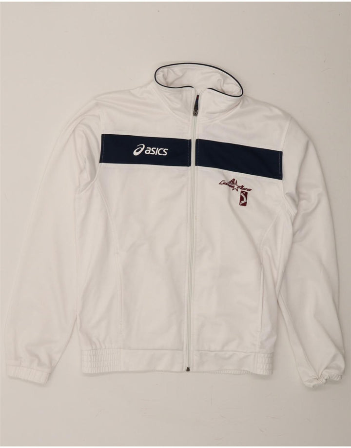 ASICS Womens Tracksuit Top Jacket UK 10 Small White Colourblock Polyester Vintage Asics and Second-Hand Asics from Messina Hembry 