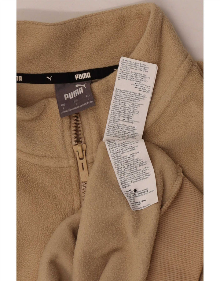 Puma Mens Zip Neck Fleece Jumper Large Beige Polyester