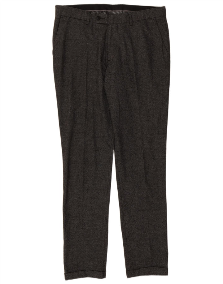 Zara Mens Slim Suit Trousers EU 42 Large W32 L32 Grey Polyester