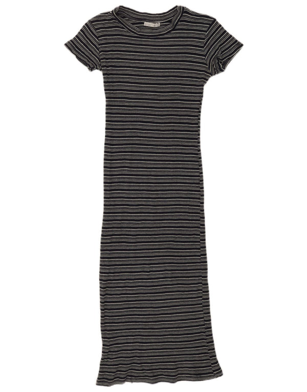 Zara Womens Trafaluc Maxi Dress UK 14 Large Black Striped