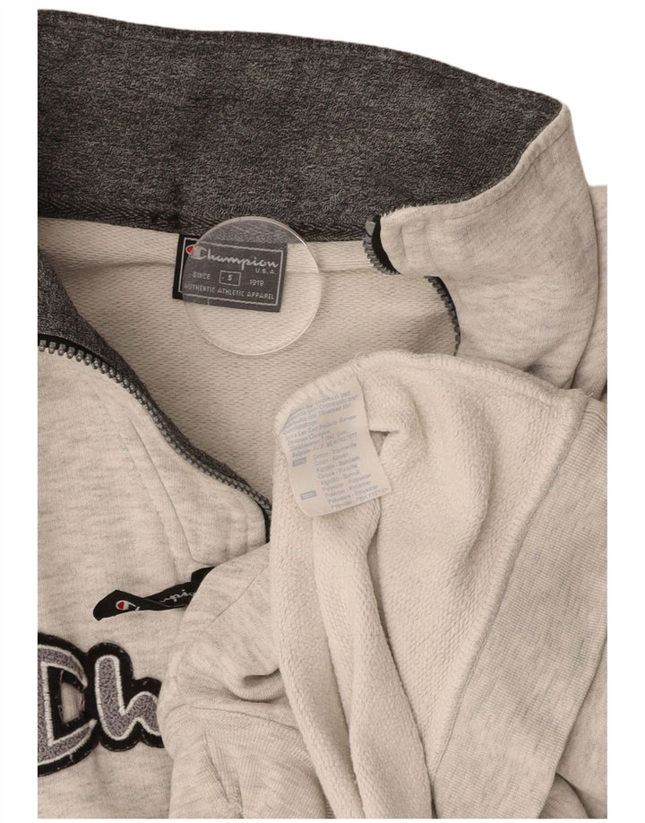 CHAMPION Mens Zip Neck Graphic Sweatshirt Jumper Small Grey Colourblock