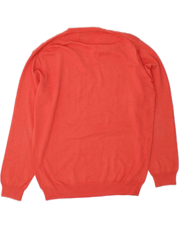 MASSIMO DUTTI Mens V-Neck Jumper Sweater Medium Red Cotton Vintage Massimo Dutti and Second-Hand Massimo Dutti from Messina Hembry 