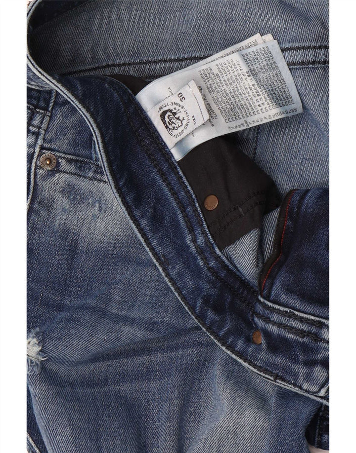 Diesel Mens Distressed Slim Jeans W30 L32 Blue Cotton