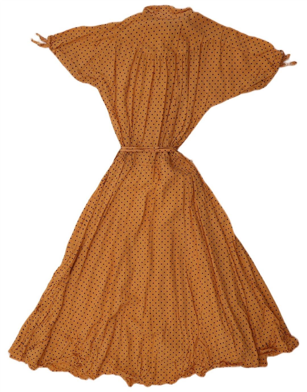 Vintage Womens Maxi Dress UK 12 Medium Yellow Spotted