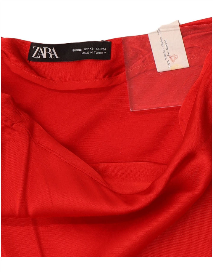 ZARA Womens Maxi Skirt XS W24  Red Viscose