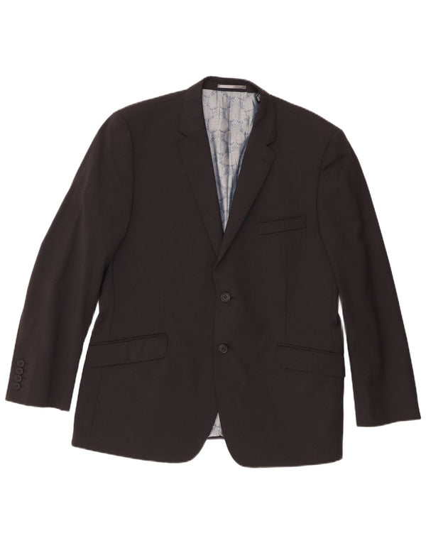 Jaqueta blazer masculina de 2 botões Ted Baker Reino Unido 42 XL lã preta