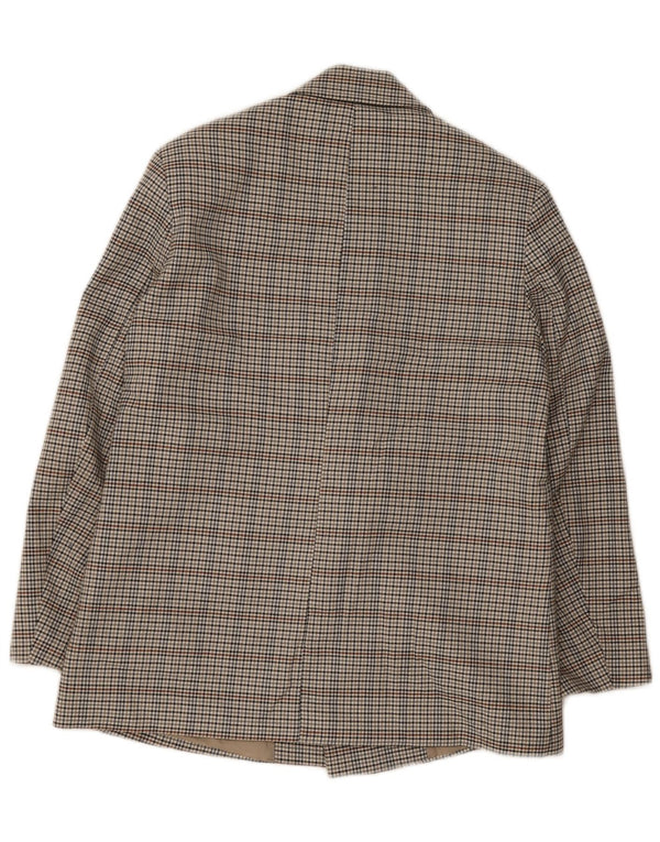 Zara Mens Double Breasted Blazer Jacket UK 38 Medium Grey Check Polyester