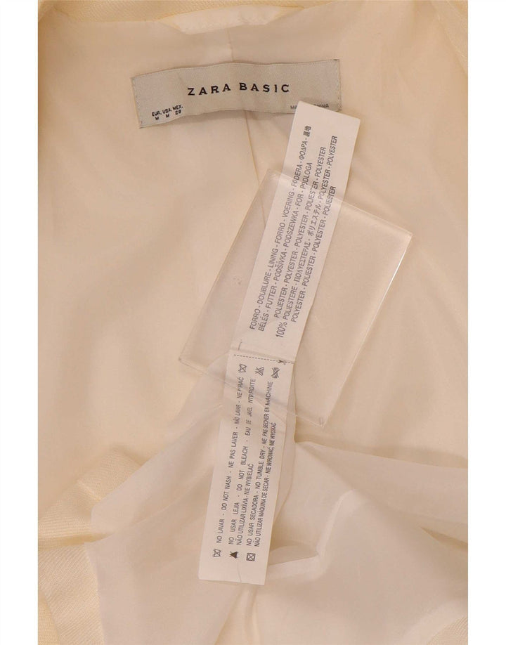 Zara Dame 1 Knap Blazer Jacket UK 12 Medium White Polyester