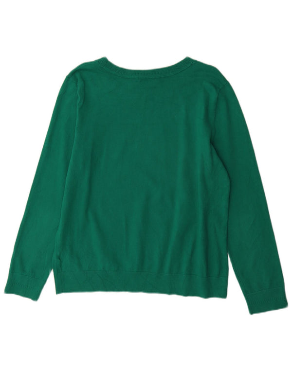 Damski sweter Tommy Hilfiger z dekoltem w łódkę, UK 16, duży, zielony, bawełniany