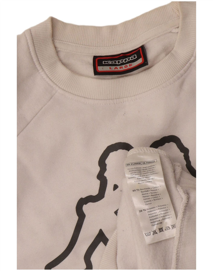 Kappa Herre Grafisk Sweatshirt Jumper Stor Hvid Bomuld