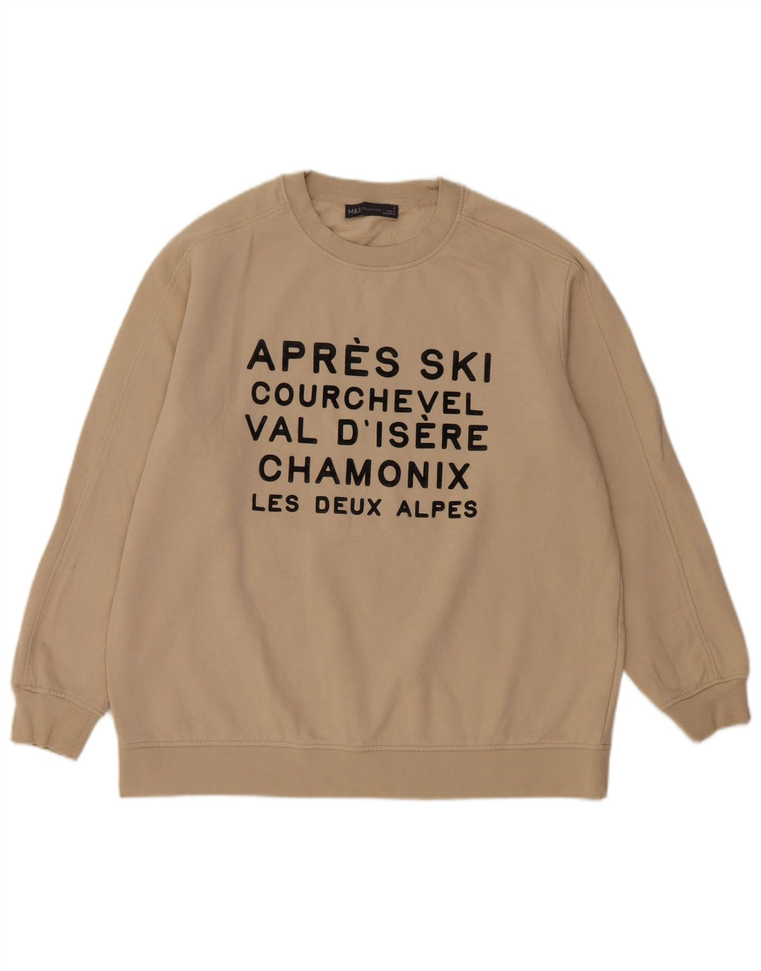 Marks & Spencer Mens Graphic Sweatshirt Jumper Medium Beige Cotton