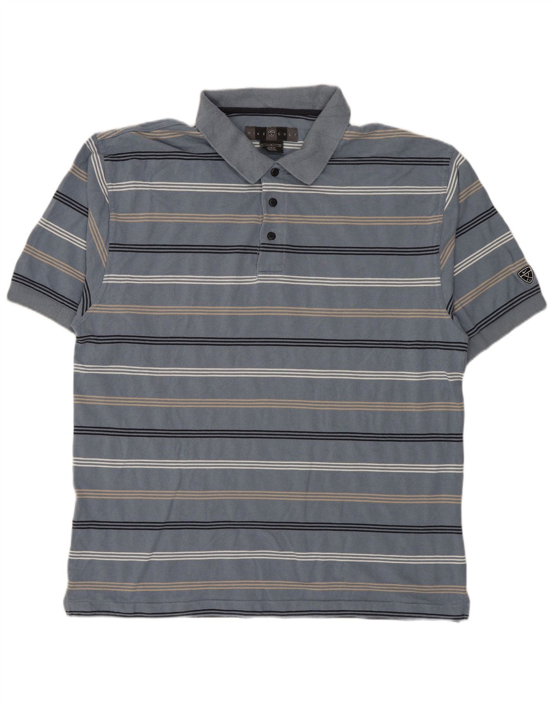 NIKE Mens Polo Shirt Large Blue Striped