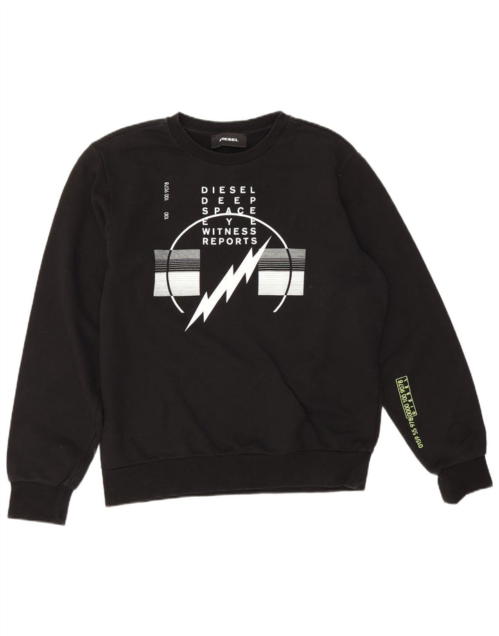 Diesel Mens Graphic Sweatshirt Jumper Medium Black