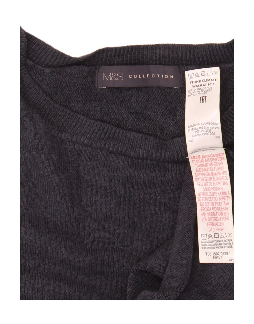 Marks & Spencer Dame sweater med rund hals DK 12 Medium Navy Blue