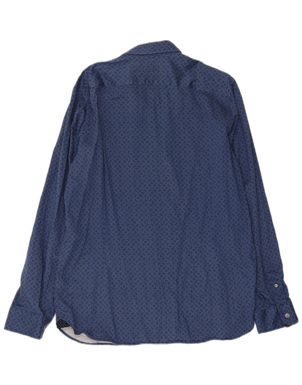 Ted Baker Mens Shirt Size 5 XL Blue Geometric Cotton