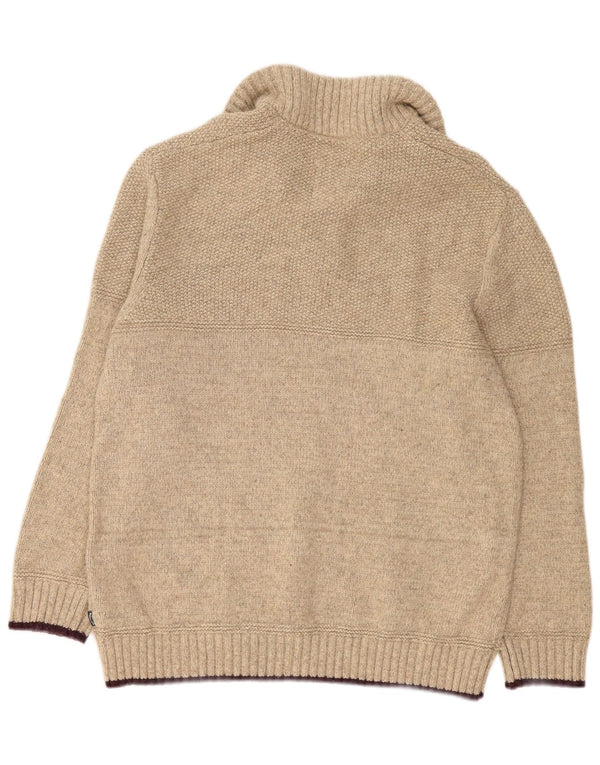 Fat Face Herre Zip Neck Jumper Sweater 2XL Beige Uld