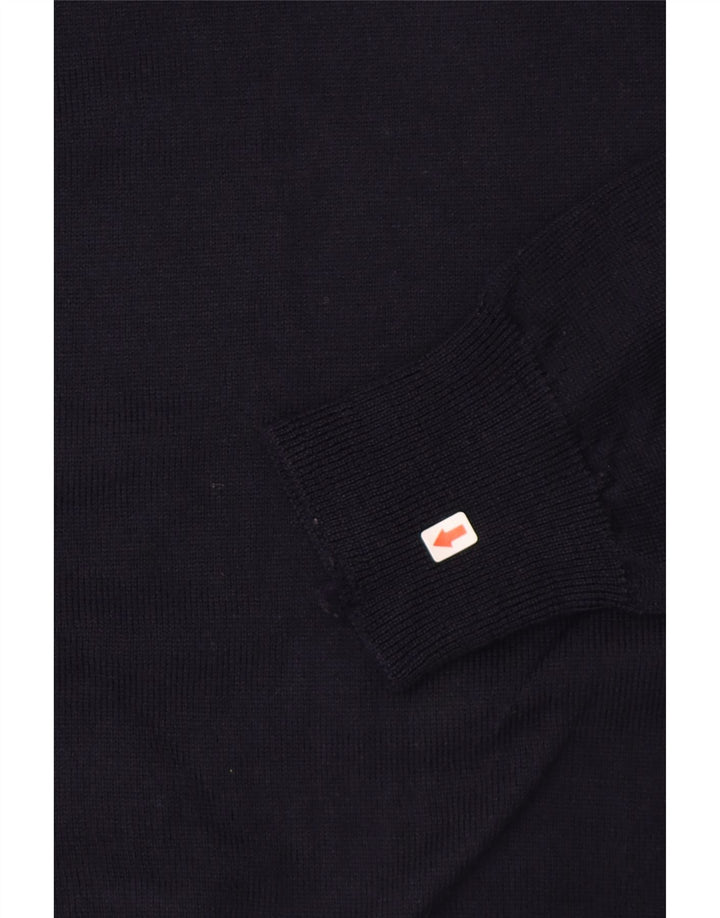 Ungaro Mens Crew Neck Jumper Sweater IT 48 Small Navy Blue Wool