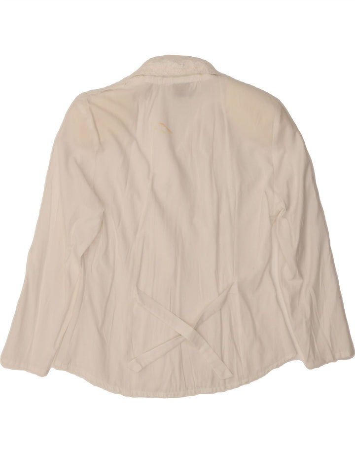 VINTAGE Womens Shirt Blouse UK 14 Medium White Viscose Classic Vintage Vintage and Second-Hand Vintage from Messina Hembry 