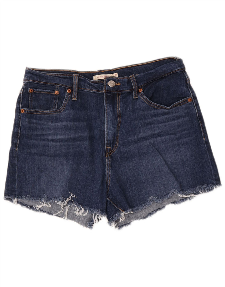 Pantaloncini di jeans a vita alta da donna Levi's W31 cotone blu medio