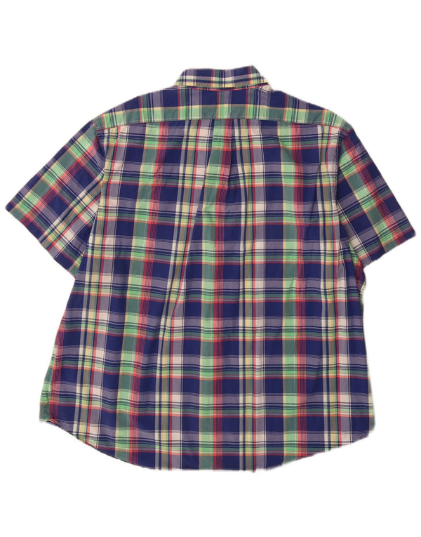 Ralph Lauren Chemise à manches courtes pour homme 2XL en coton à carreaux bleu