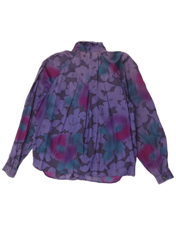 chemise femme vintage UK 16 Grand Violet Floral