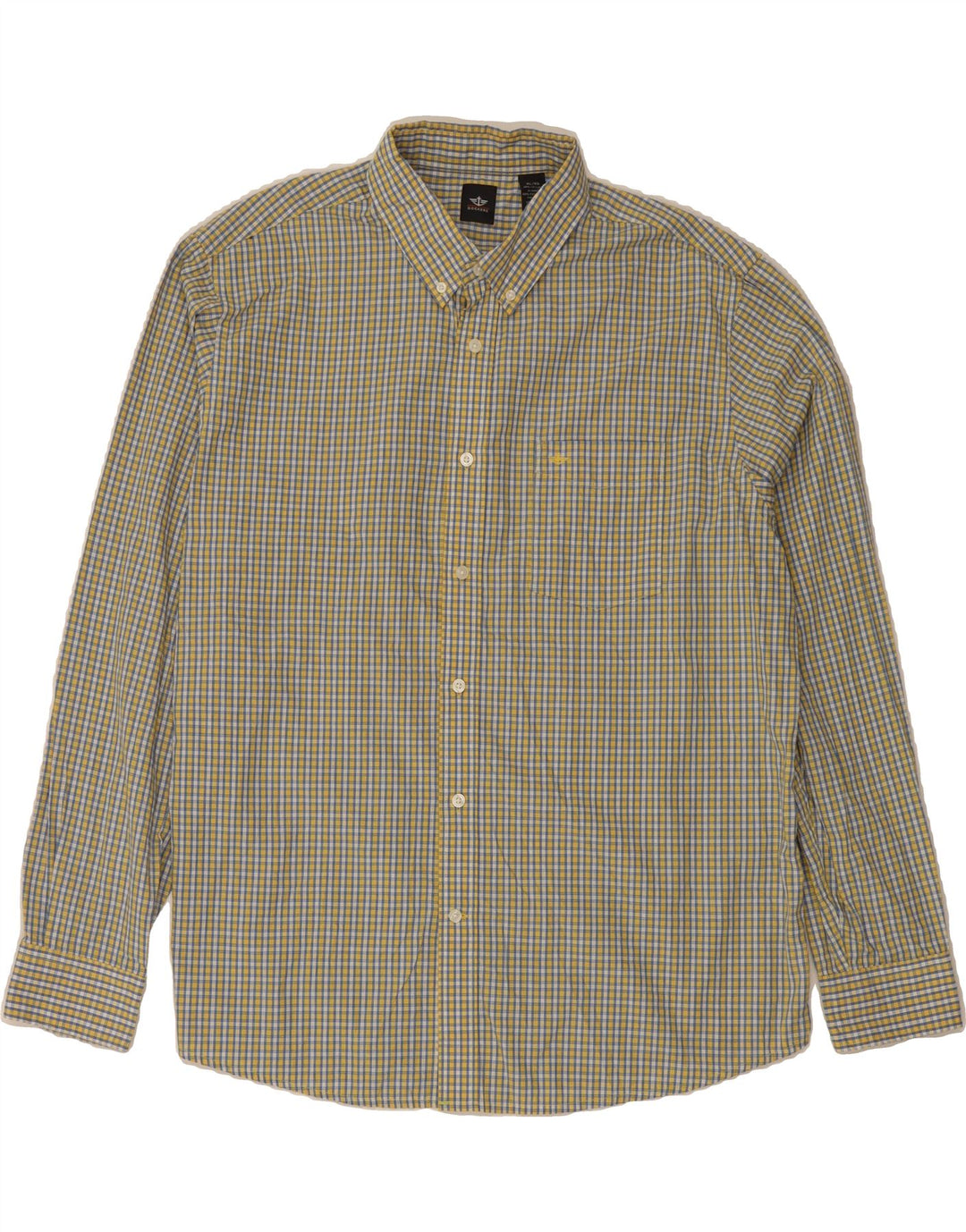 DOCKERS Mens Shirt XL Yellow Check Cotton Vintage Dockers and Second-Hand Dockers from Messina Hembry 