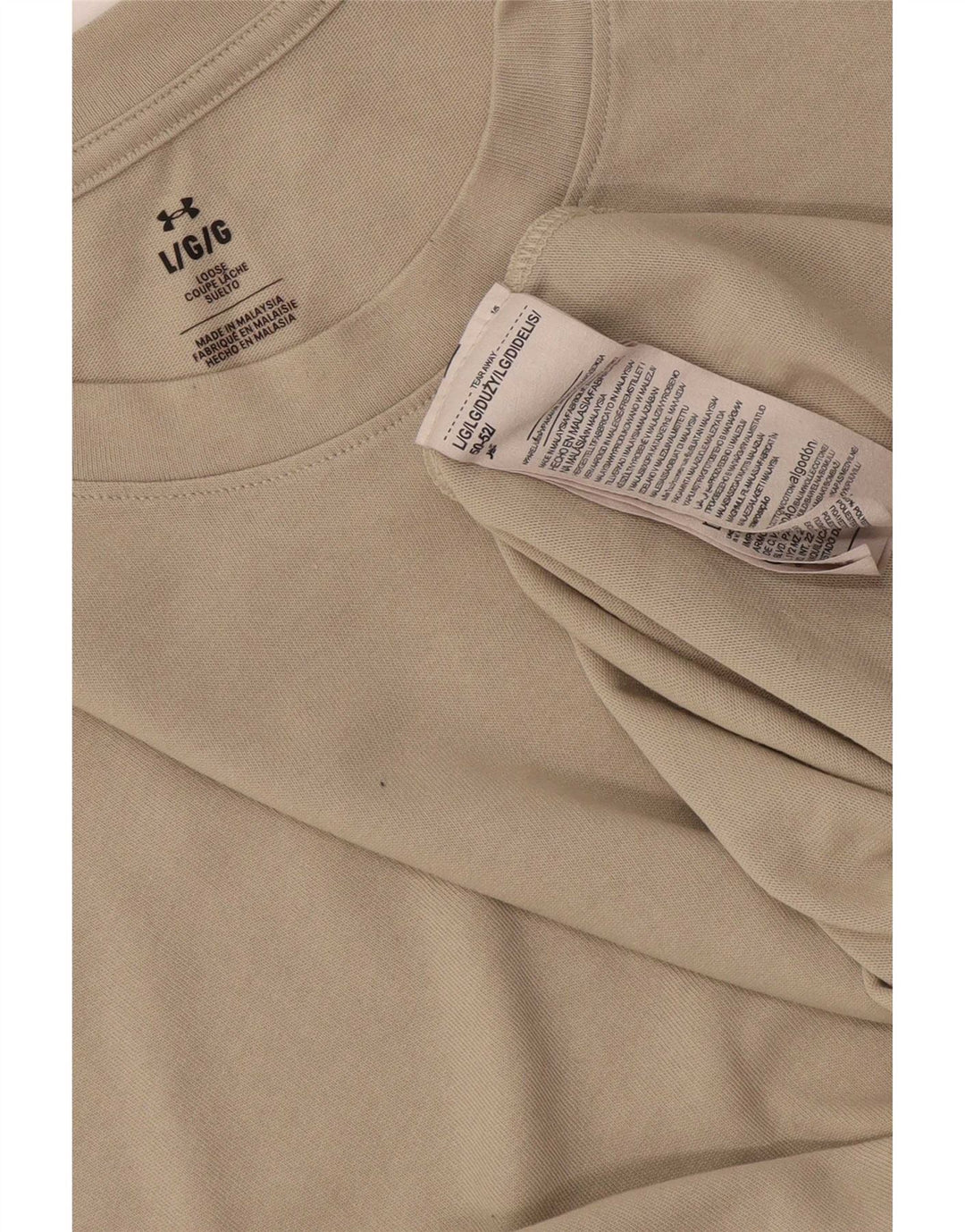 Under Armour Mens T-Shirt Top Large Beige Cotton