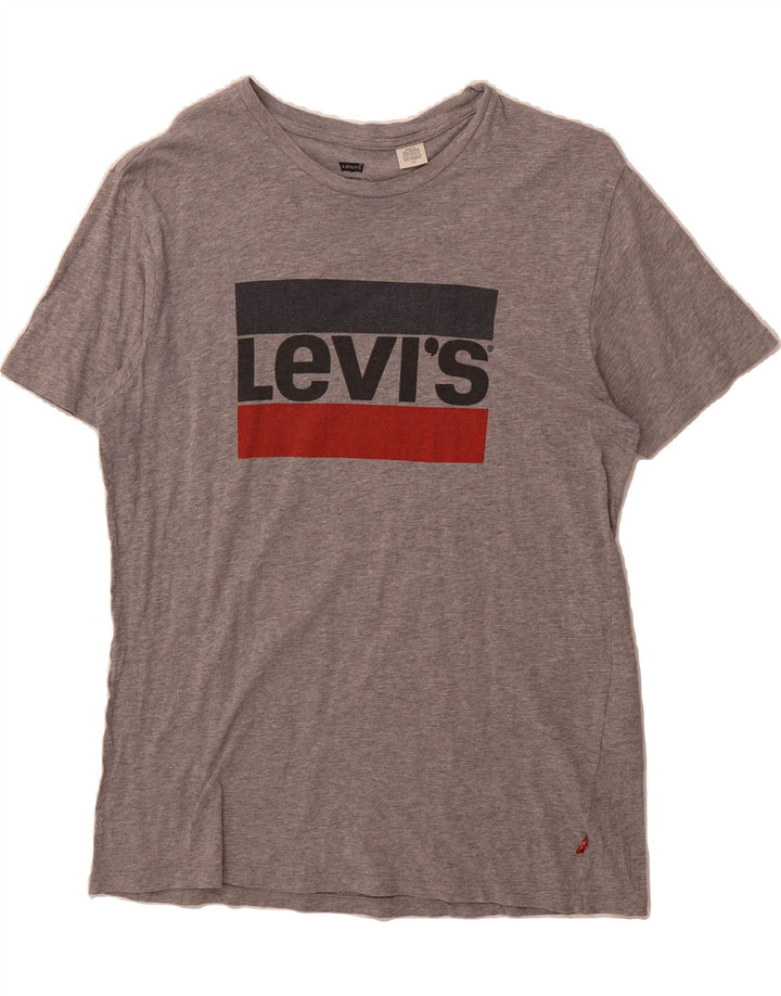 LEVI'S Mens Graphic T-Shirt Top Large Grey Cotton Vintage Levi's and Second-Hand Levi's from Messina Hembry 