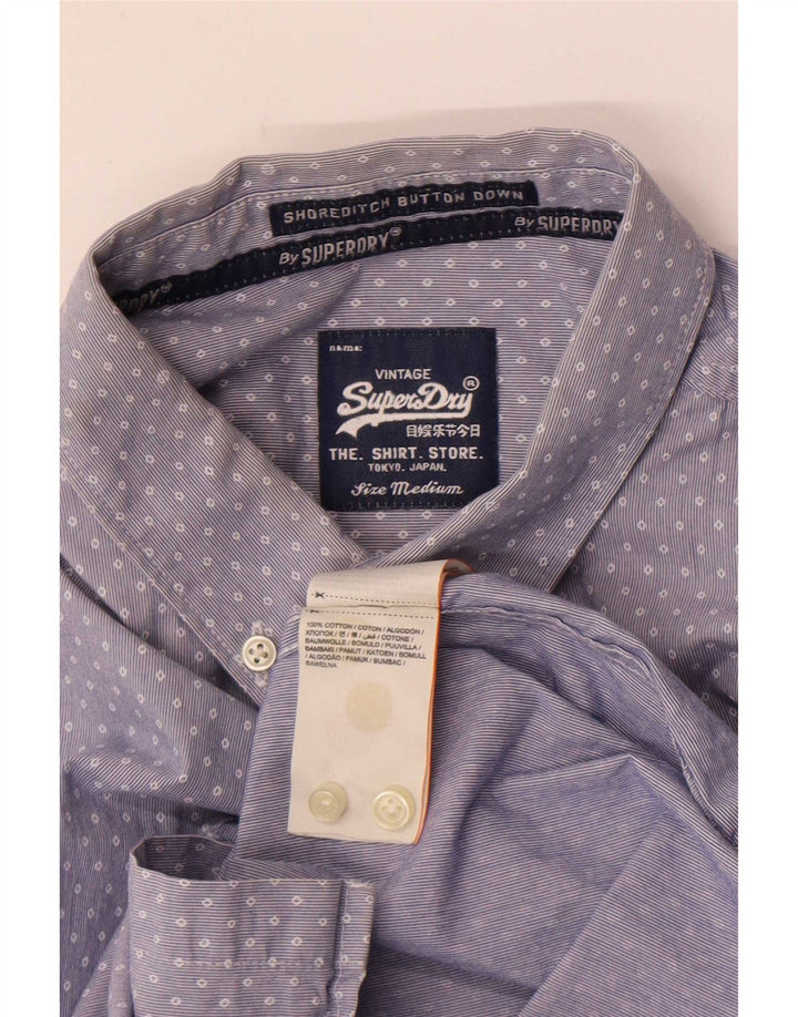 Superdry Chemise Homme Bleu Moyen Géométrique Coton