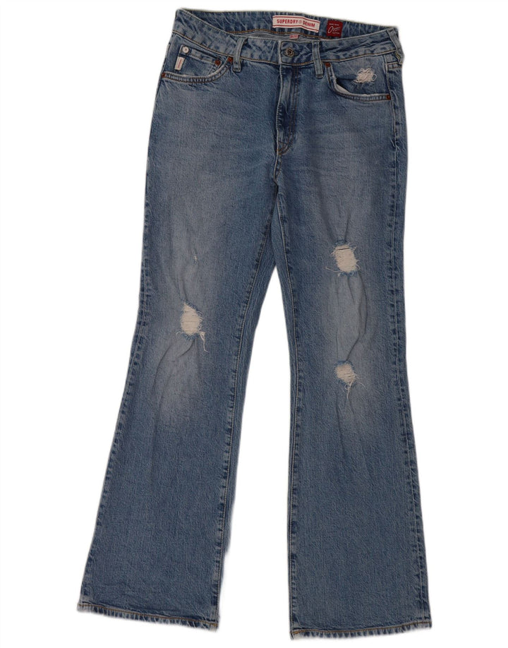 Damskie jeansy SUPERDRY Bootcut W30 L30, niebieska bawełna