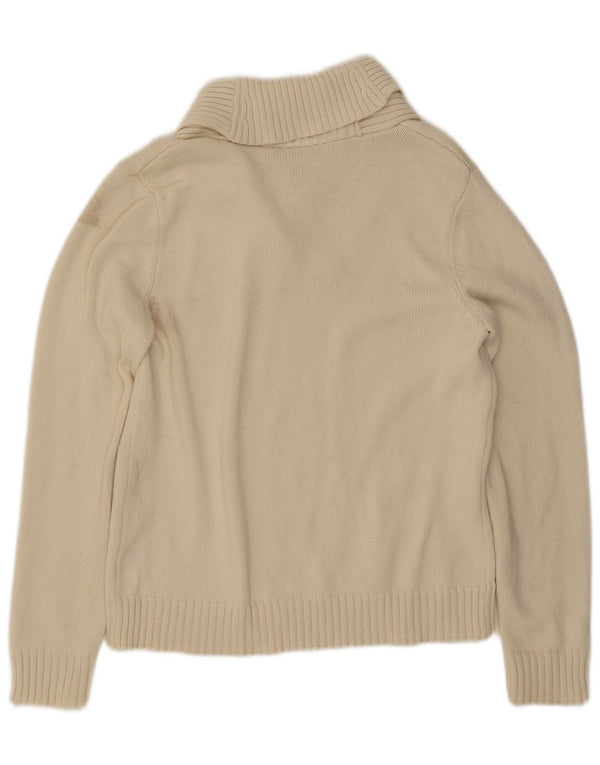 Ralph Lauren Womens Shawl Neck Jumper Sweater UK 14 Large Beige Cotton