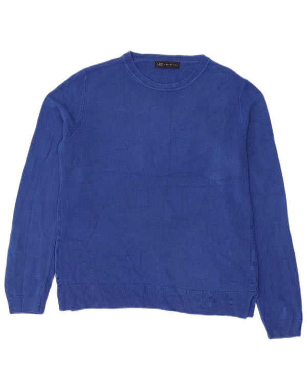 Marks & Spencer Damski sweter z dekoltem w łódkę UK 14, duży, niebieski akryl