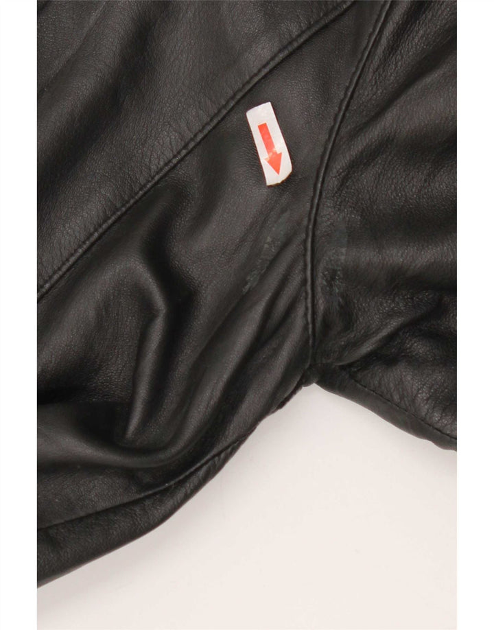 Vintage Damen Ledermantel UK 16 Large Schwarz