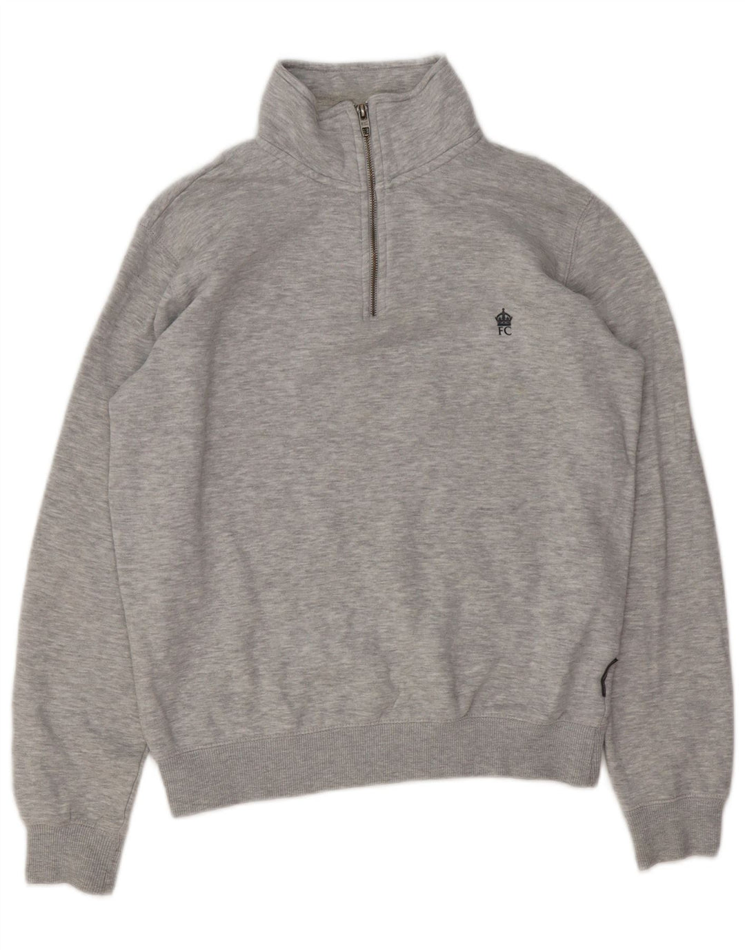 FRANSK FORBINDELSE Herre Zip Neck Sweatshirt Jumper Lille Grå Flecked