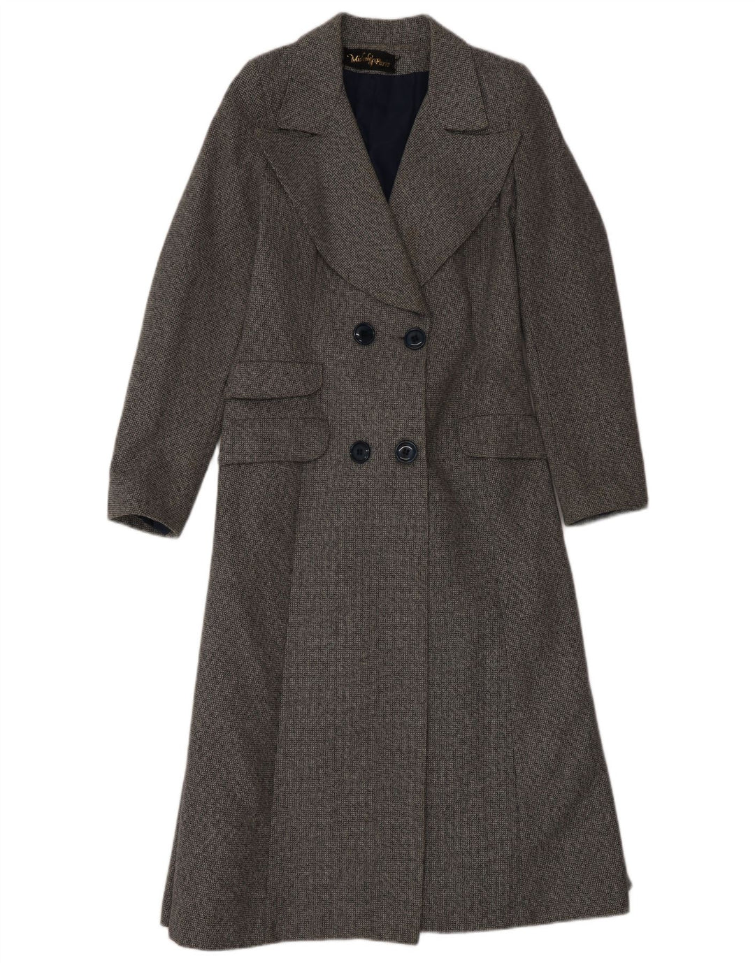 Vintage Womens Double Breasted Coat UK 10 Small Grey Wool