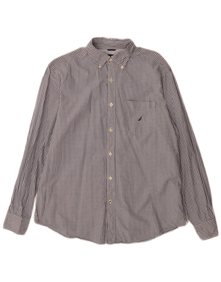 Nautica férfi ing közepes kék gingham pamut
