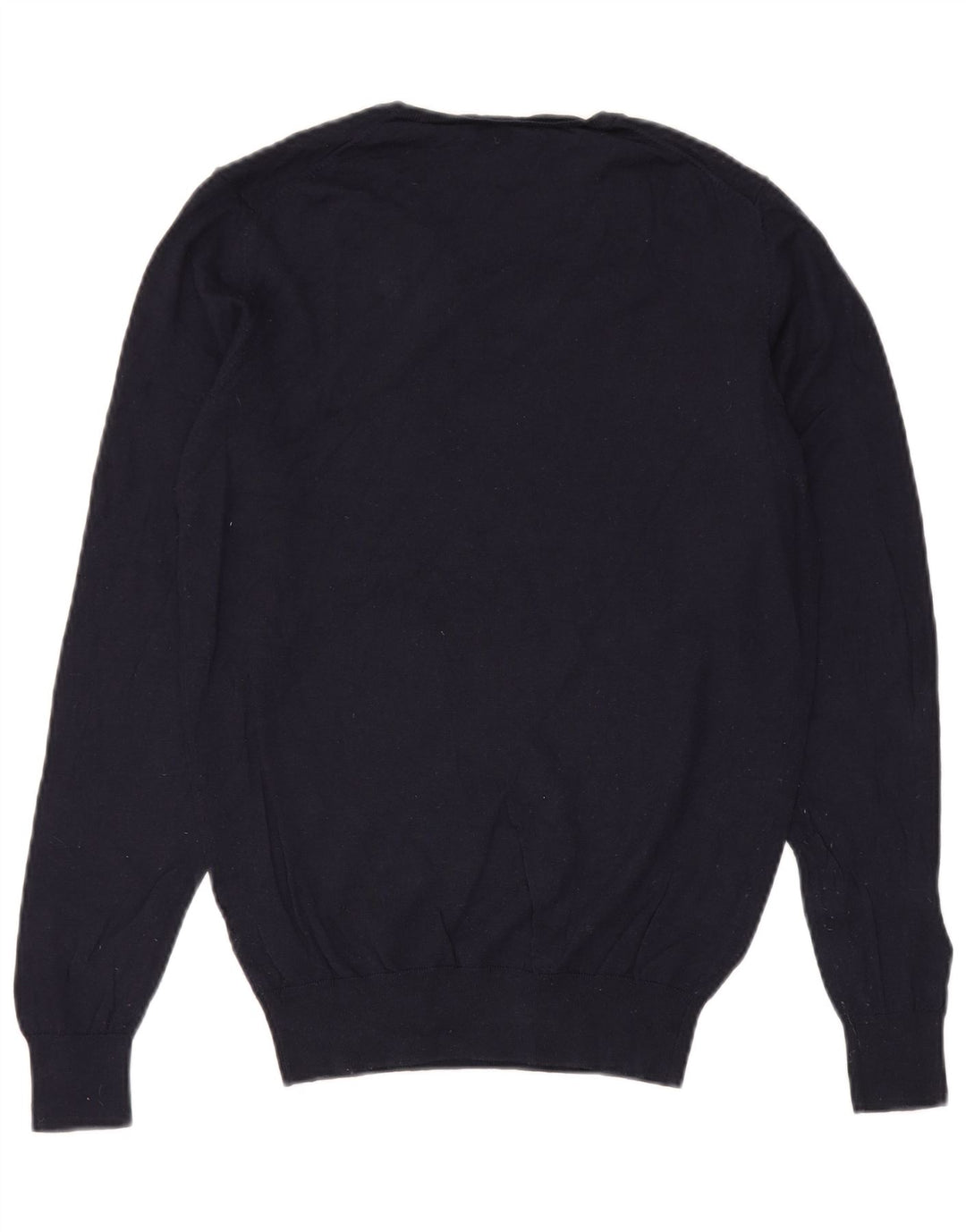 Massimo Dutti Mens V-Neck Jumper Sweater Large Navy Blue