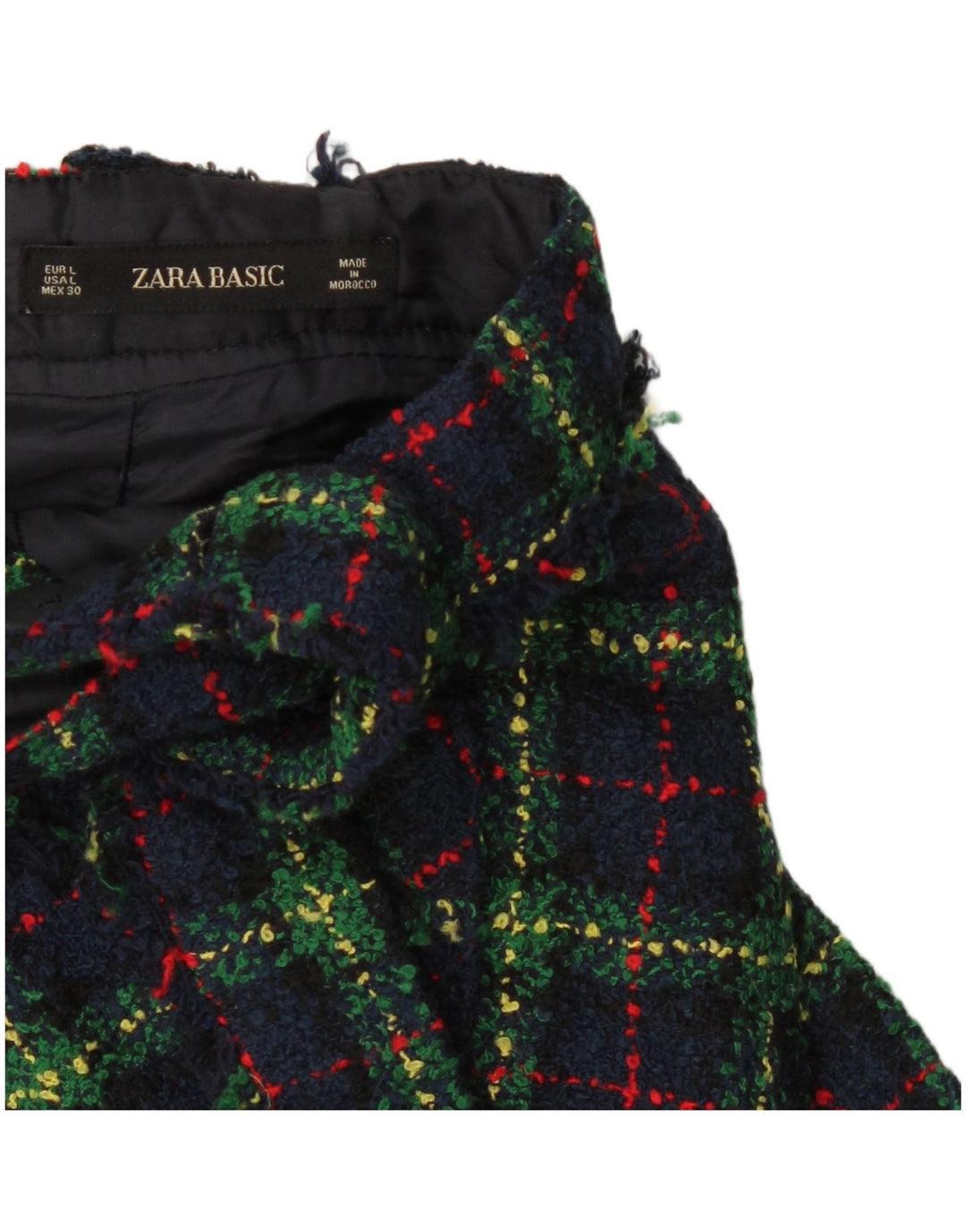 Zara Womens Dungarees Skirt Large W34 Navy Blue Check
