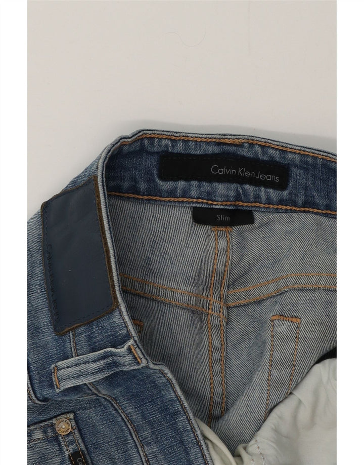 CALVIN KLEIN Mens Distressed Slim Jeans W34 L30 Blue
