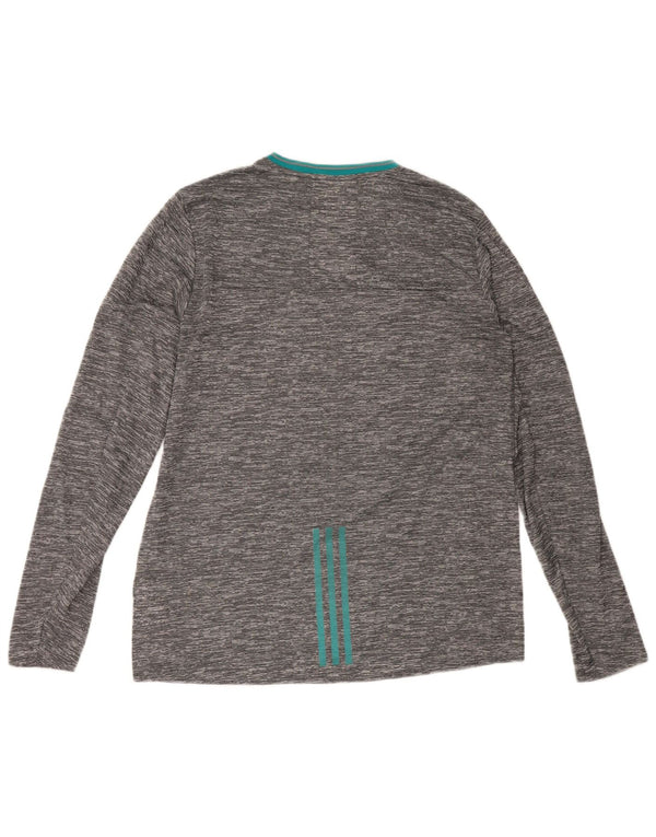 Adidas Uomo Climalite Top manica lunga grande poliestere chiazzato grigio