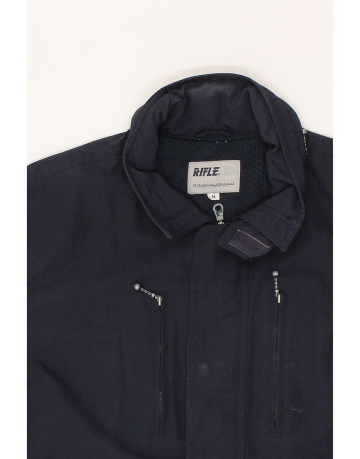 RIFLE Mens Hooded Utility Jacket UK 38 Medium Navy Blue Polyamide Vintage Rifle and Second-Hand Rifle from Messina Hembry 