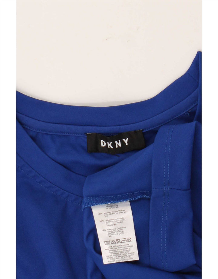 Dkny Womens Graphic Long Sleeve Tunic Top UK 14 Medium Blue Viscose