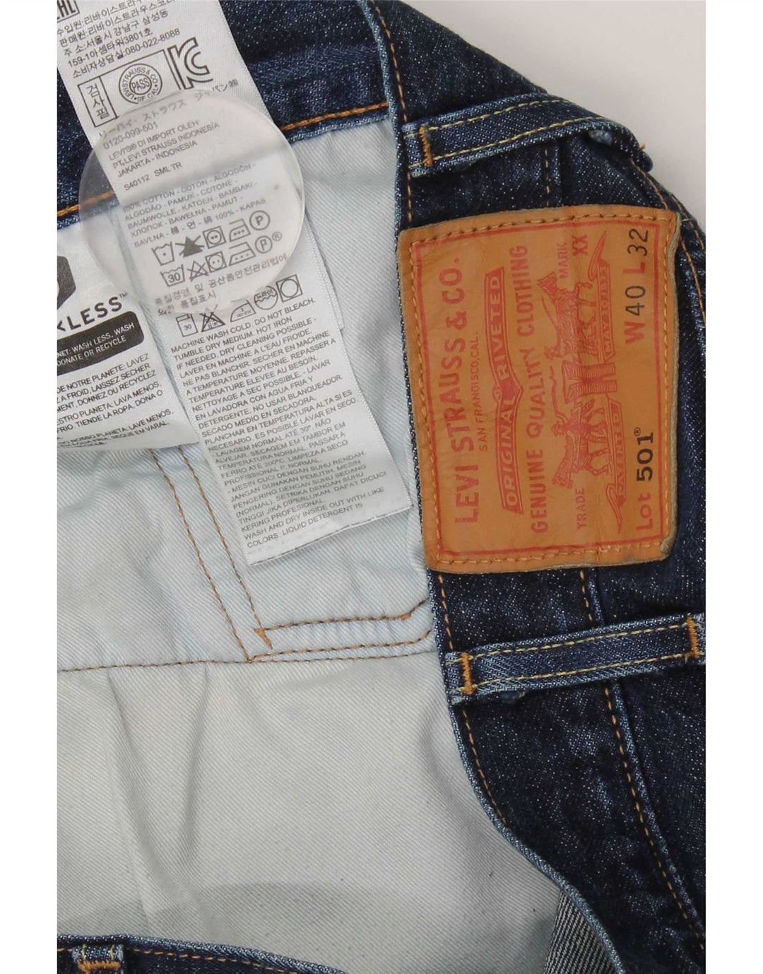 Levi's Mens 501 Straight Jeans W40 L32 Blue Cotton