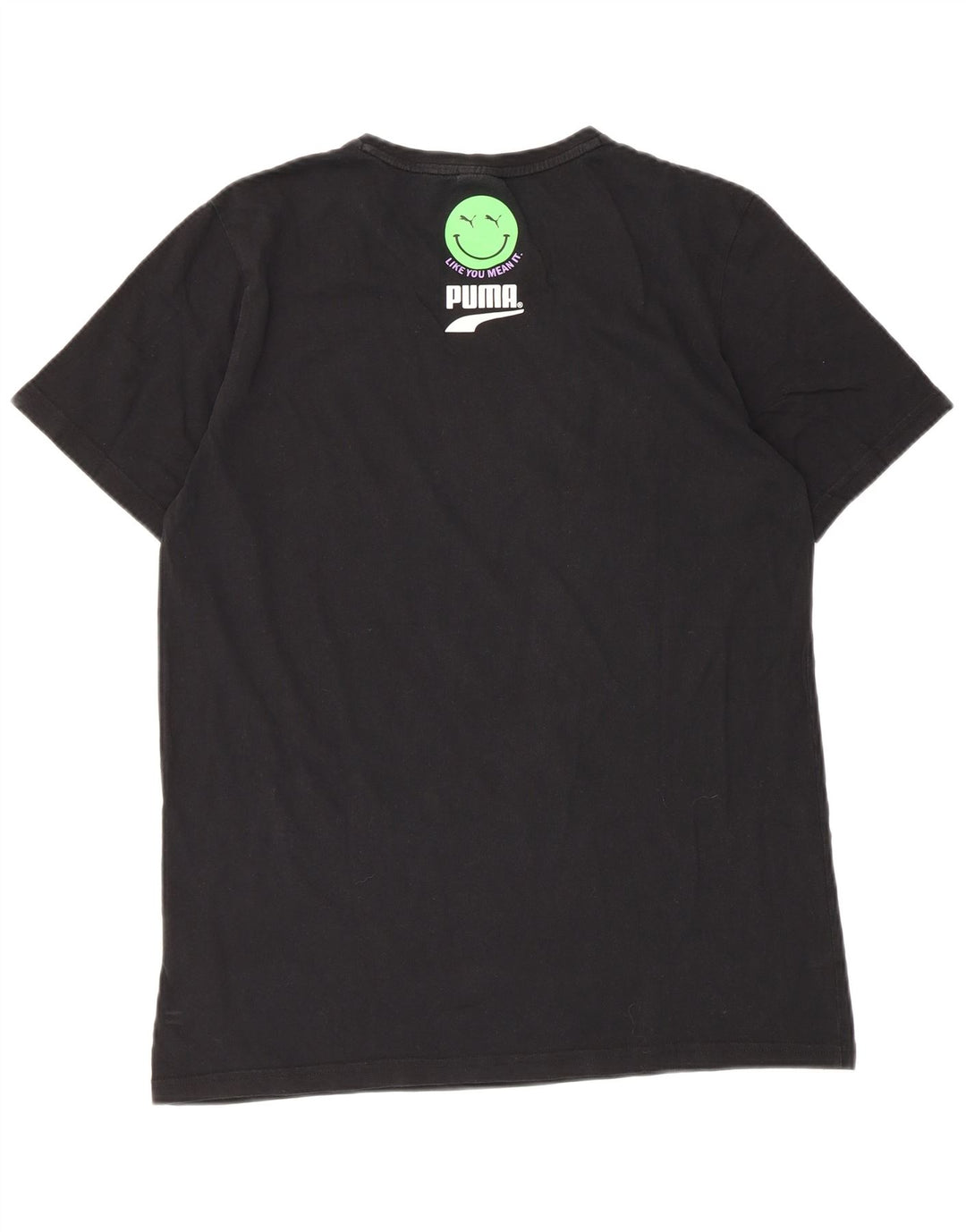 Puma Mens Graphic T-Shirt Top Medium Black Cotton