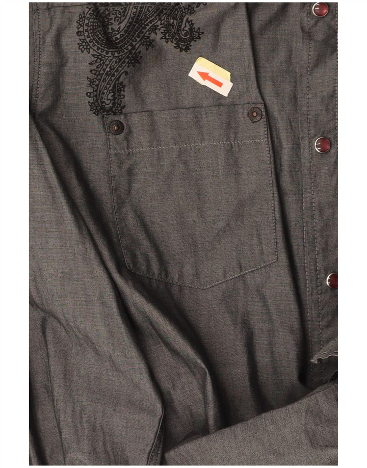 GUESS Mens Shirt Medium Grey Paisley Cotton