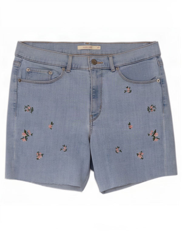 Levi's Pantalones Cortos De Mezclilla Clásicos Para Mujer Pequeños W27 Algodón Floral Azul