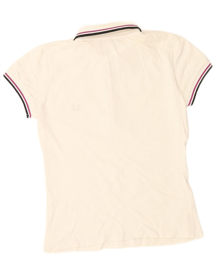FRED PERRY Womens Polo Shirt UK 12 Medium White Cotton
